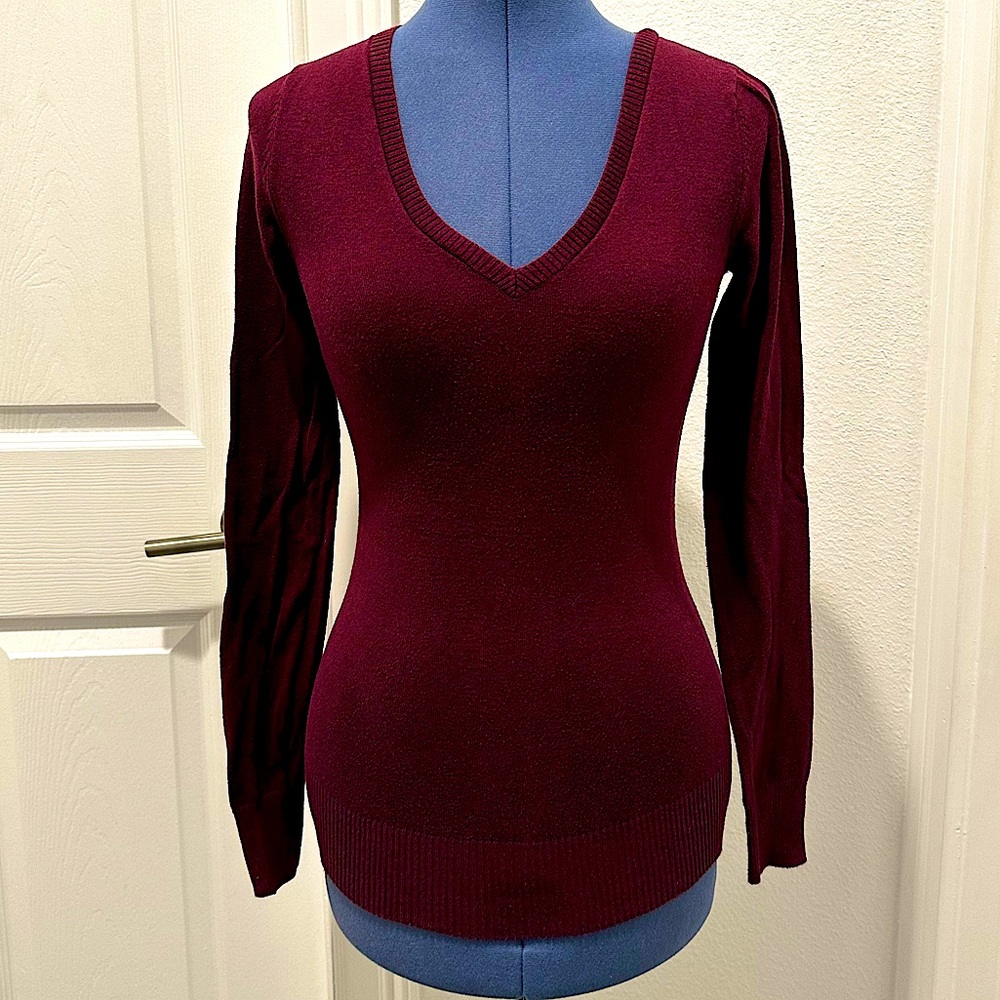 Abound Burgundy V-Neck Sweater